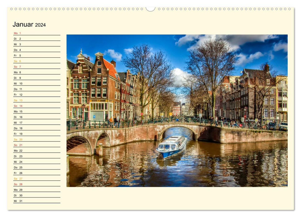 Amsterdam - Venise du Nord (Calvendo Premium Wall Calendar 2024) 