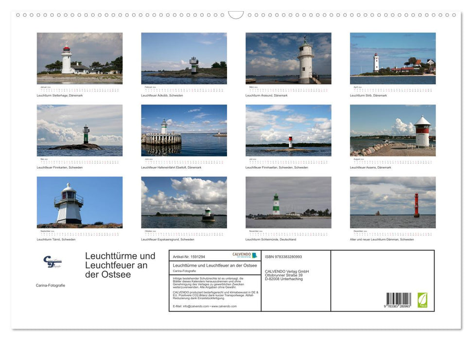 Lighthouses and beacons on the Baltic Sea (CALVENDO wall calendar 2024) 