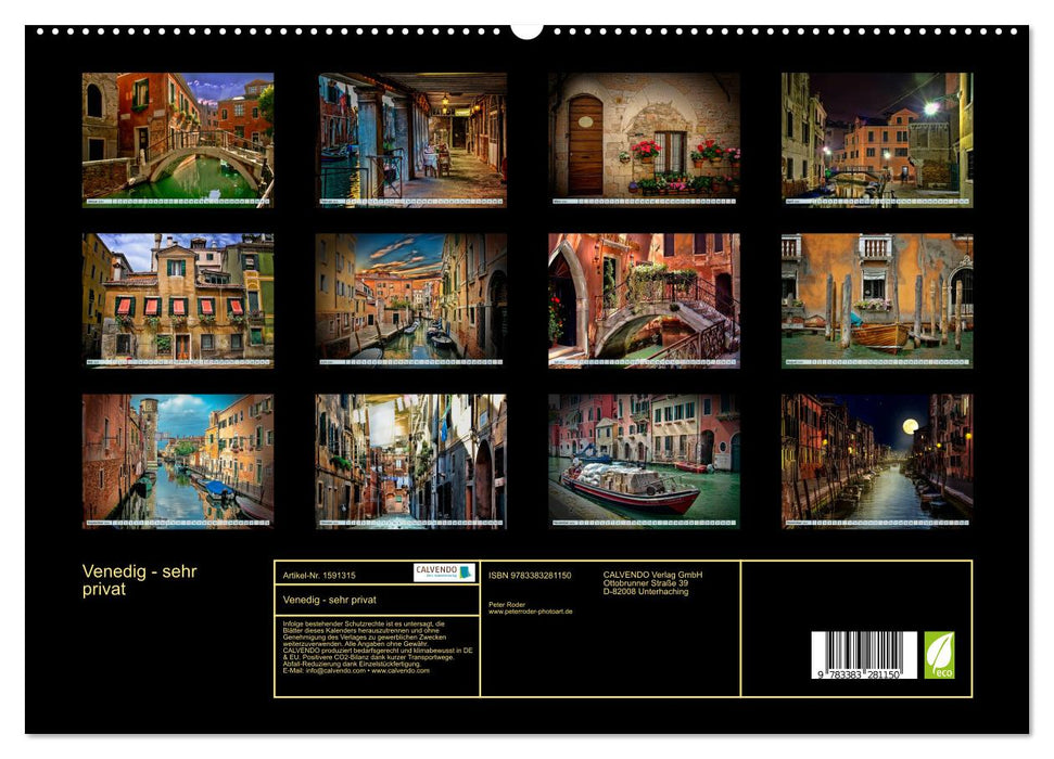 Venise - très privée (Calvendo Premium Wall Calendar 2024) 