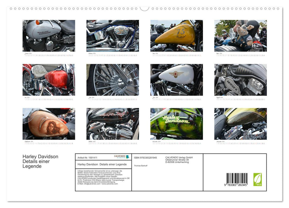 Harley Davidson - Details einer Legende (CALVENDO Premium Wandkalender 2024)