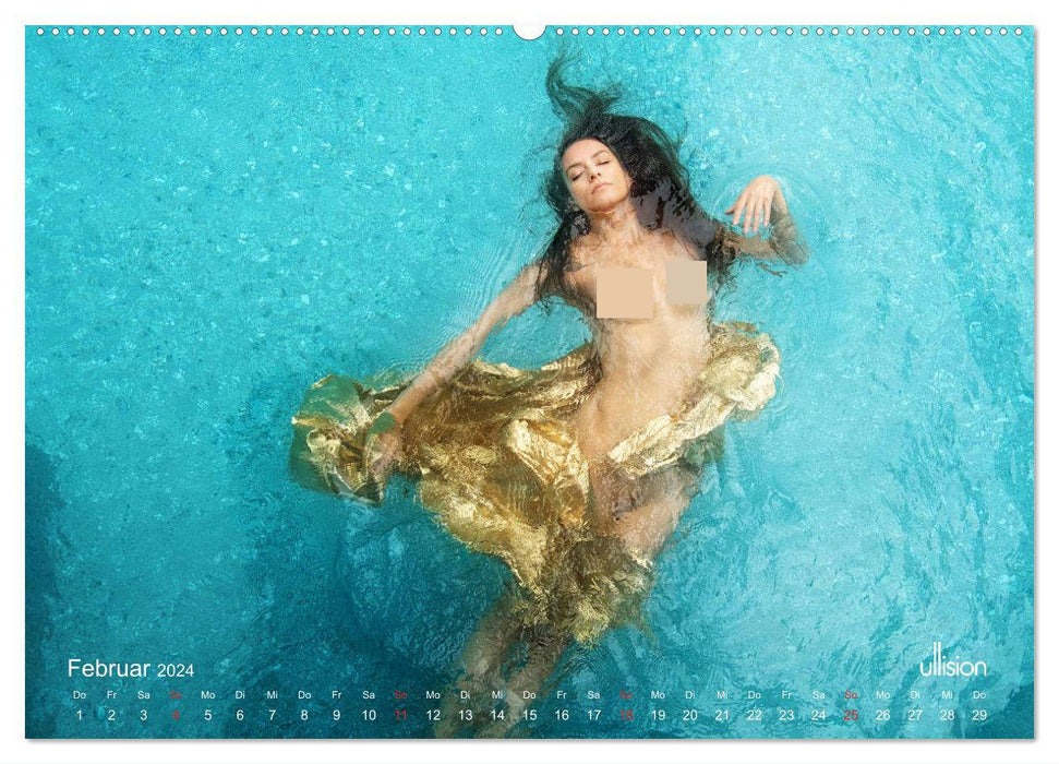 Wasserspiele - Akt im Tanz der Schwerelosigkeit (CALVENDO Premium Wandkalender 2024)