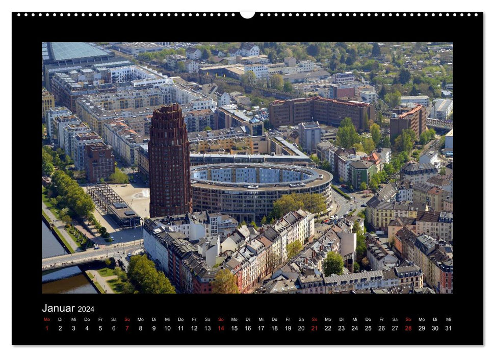 au-dessus des toits de FRANCFORT (Calendrier mural CALVENDO Premium 2024) 