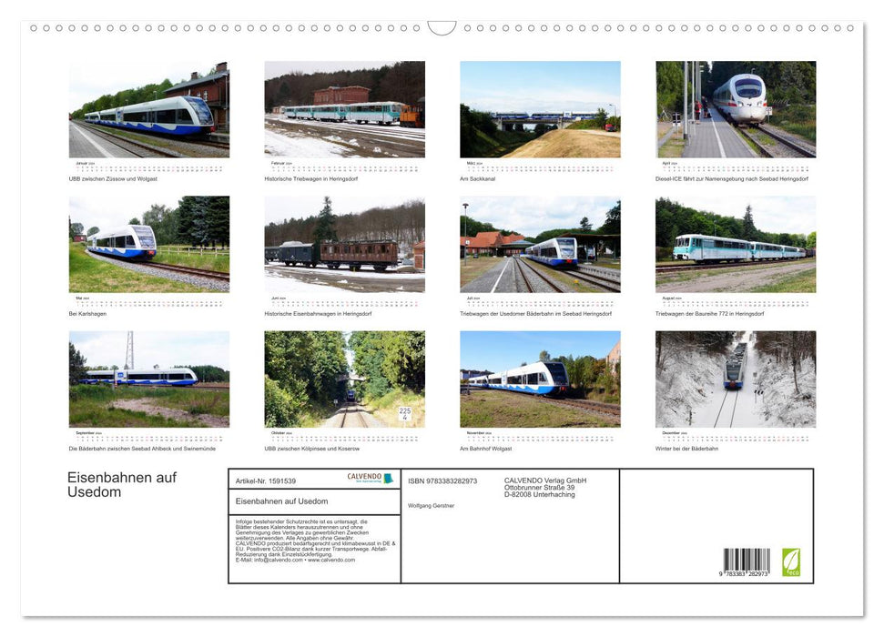 Eisenbahnen auf Usedom (CALVENDO Wandkalender 2024)