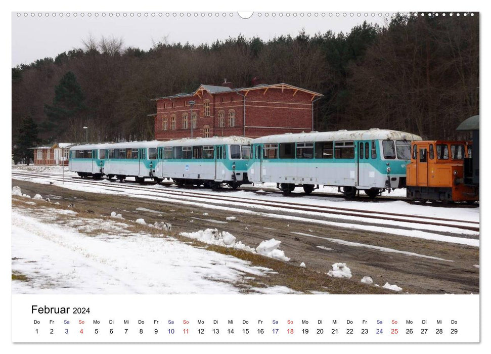 Eisenbahnen auf Usedom (CALVENDO Wandkalender 2024)