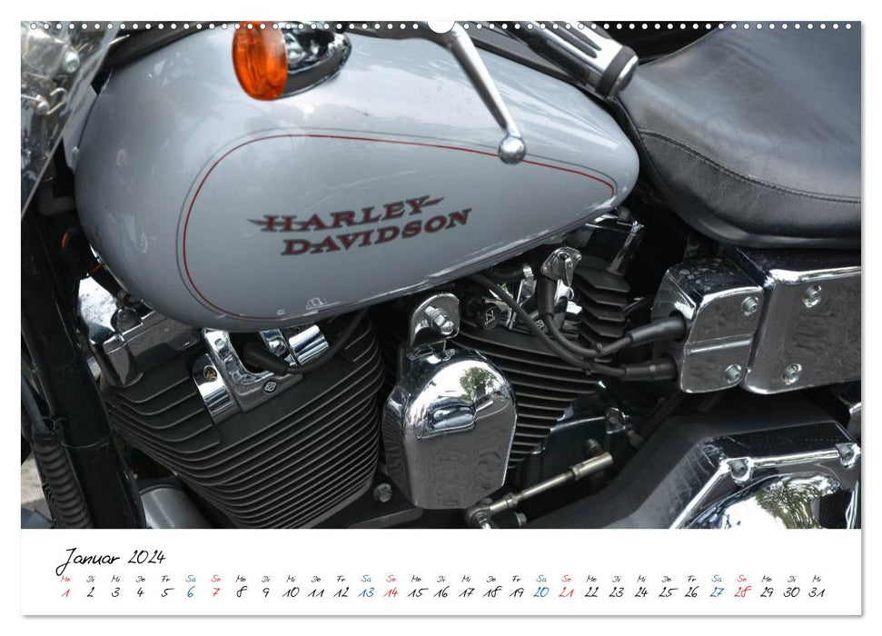 Harley Davidson - Details einer Legende (CALVENDO Wandkalender 2024)
