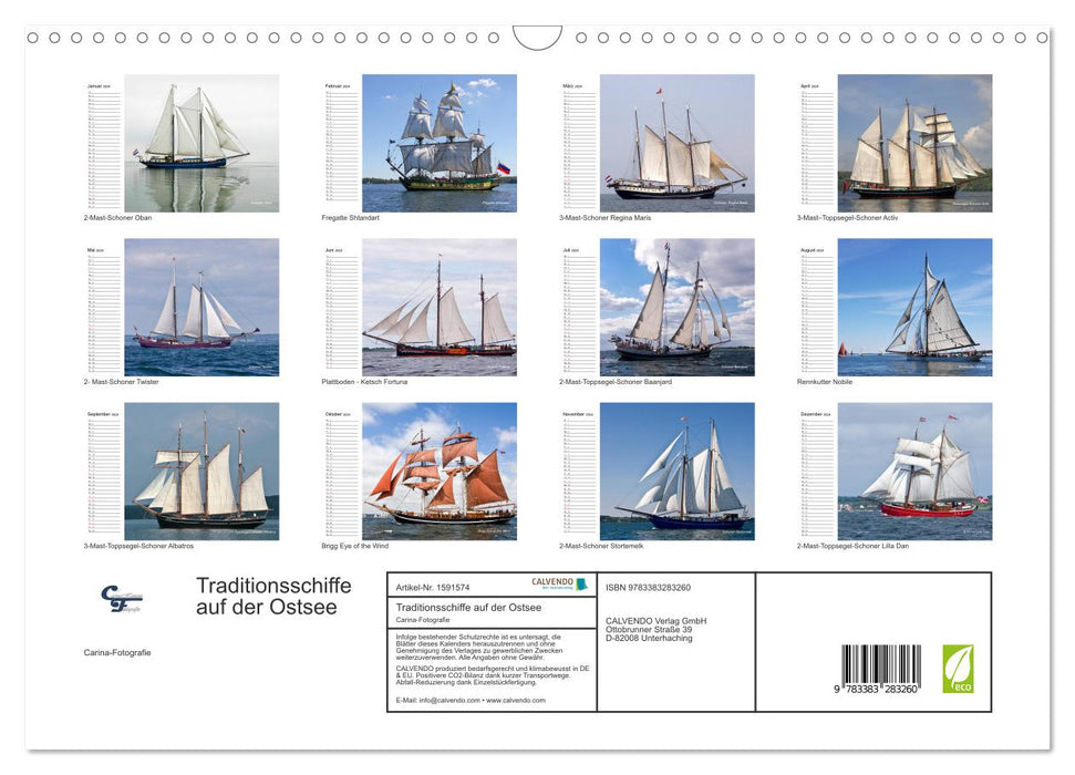 Navires traditionnels sur la mer Baltique (calendrier mural CALVENDO 2024) 