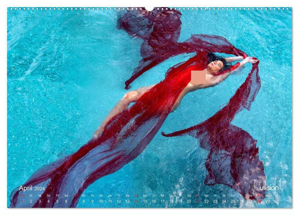 Wasserspiele - Akt im Tanz der Schwerelosigkeit (CALVENDO Wandkalender 2024)