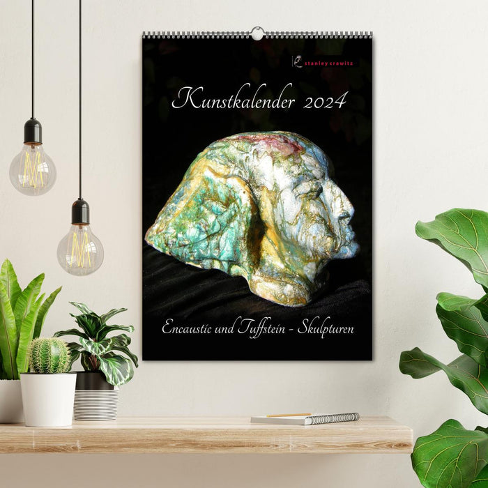 Kunstkalender 2024 - Encaustic und Tuffstein - Skulpturen (CALVENDO Wandkalender 2024)