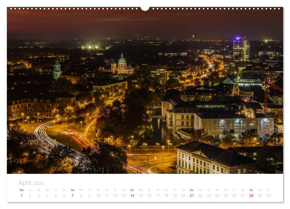 Hannover bei Nacht (CALVENDO Premium Wandkalender 2024)
