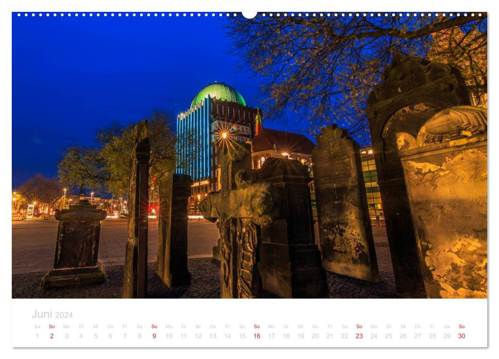Hannover bei Nacht (CALVENDO Premium Wandkalender 2024)