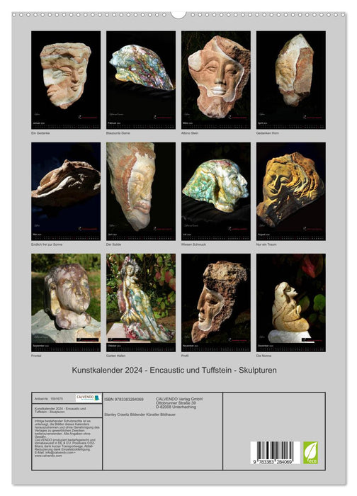 Kunstkalender 2024 - Encaustic und Tuffstein - Skulpturen (CALVENDO Premium Wandkalender 2024)