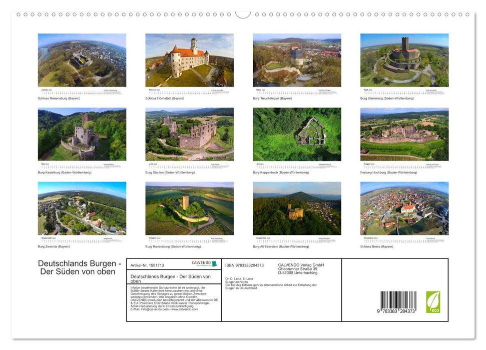 Deutschlands Burgen - Der Süden von oben (CALVENDO Premium Wandkalender 2024)