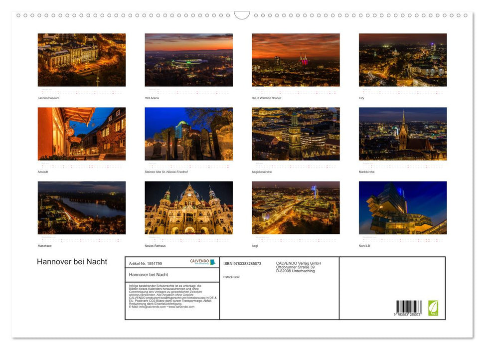 Hanover at night (CALVENDO wall calendar 2024) 