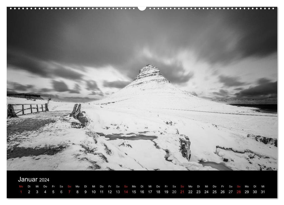 Iceland in black and white (CALVENDO Premium Wall Calendar 2024) 