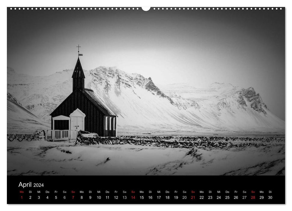 Island in Schwarzweiß (CALVENDO Premium Wandkalender 2024)