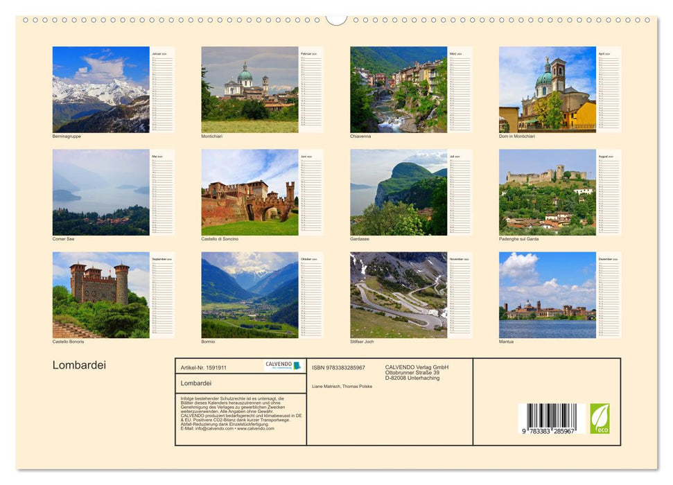 Lombardei (CALVENDO Premium Wandkalender 2024)