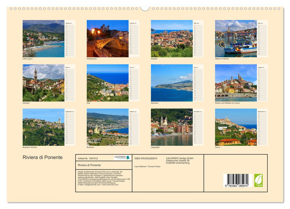 Riviera di Ponente (CALVENDO Premium Wandkalender 2024)