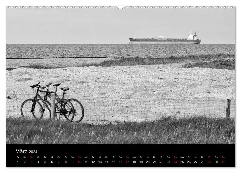 Vues en noir et blanc de la Frise orientale (Calvendo Premium Wall Calendar 2024) 