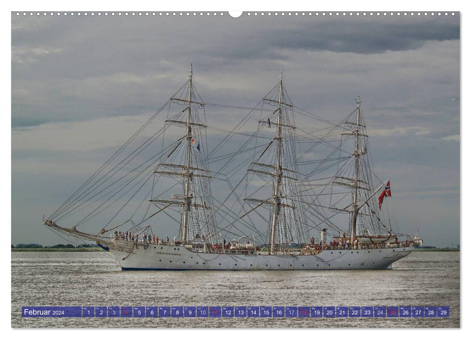 Tall ships on the Weser (CALVENDO Premium Wall Calendar 2024) 