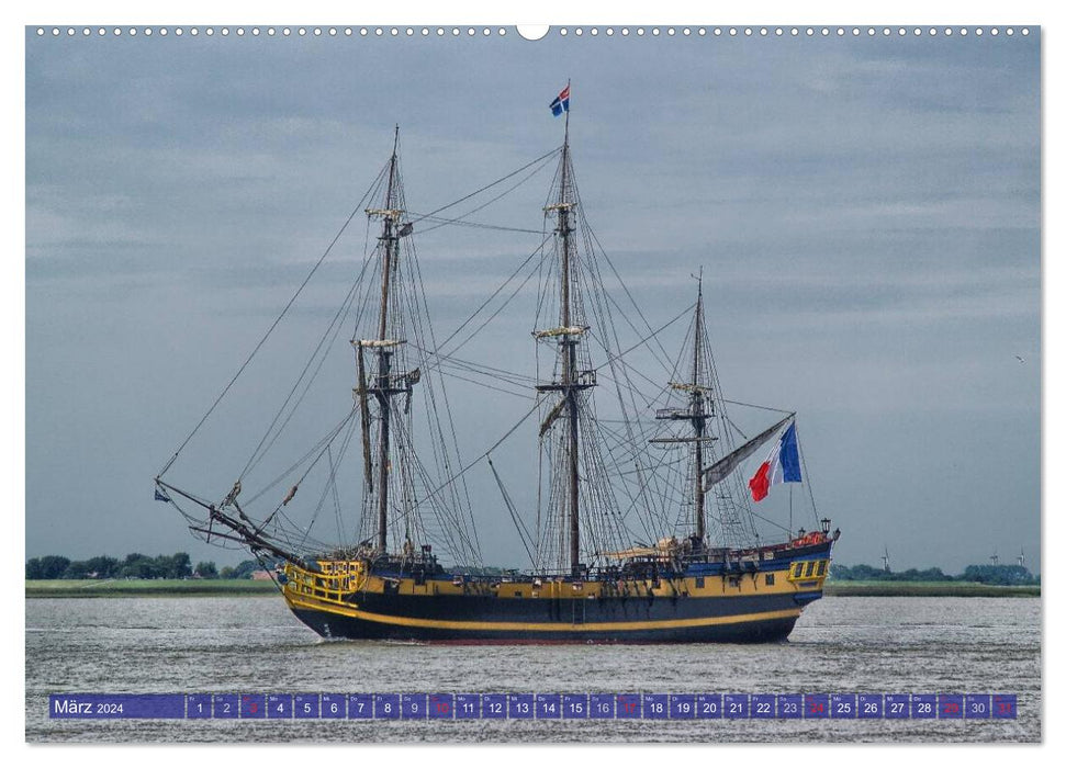 Tall ships on the Weser (CALVENDO Premium Wall Calendar 2024) 