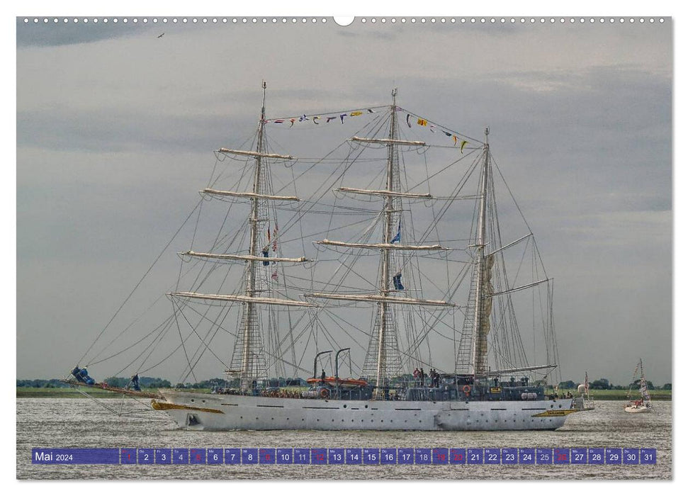 Tall ships on the Weser (CALVENDO Premium Wall Calendar 2024) 