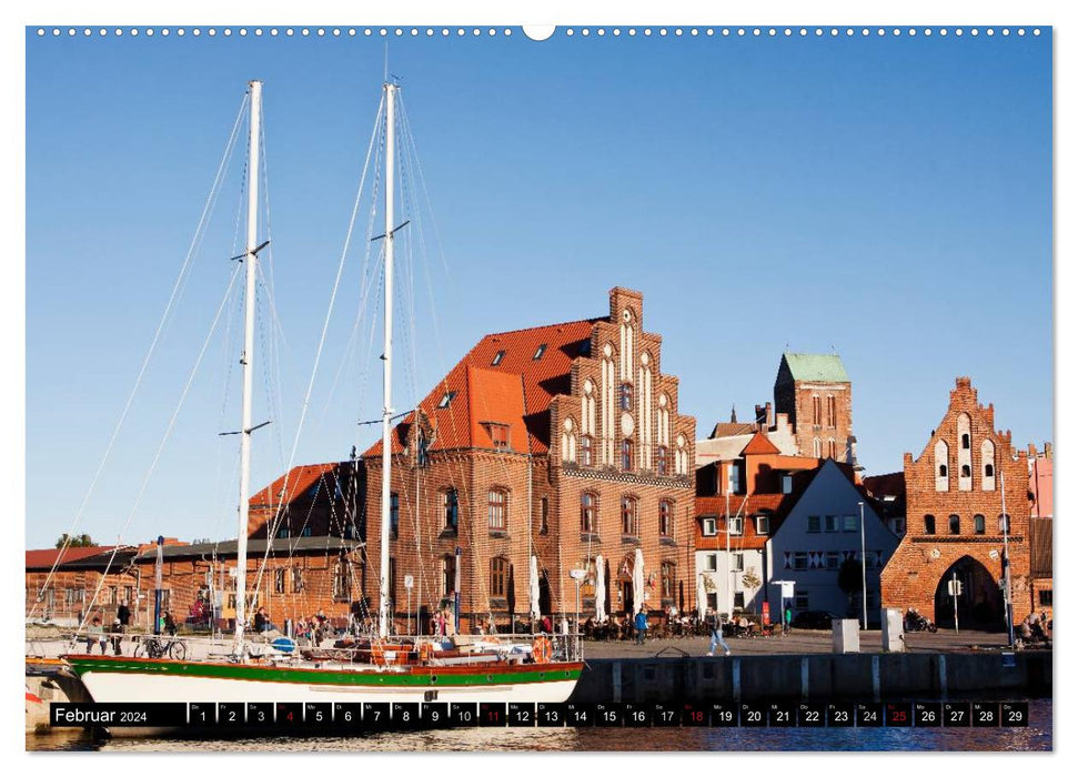Deutsche Hansestädte - Lübeck Wismar Rostock Stralsund (CALVENDO Premium Wandkalender 2024)