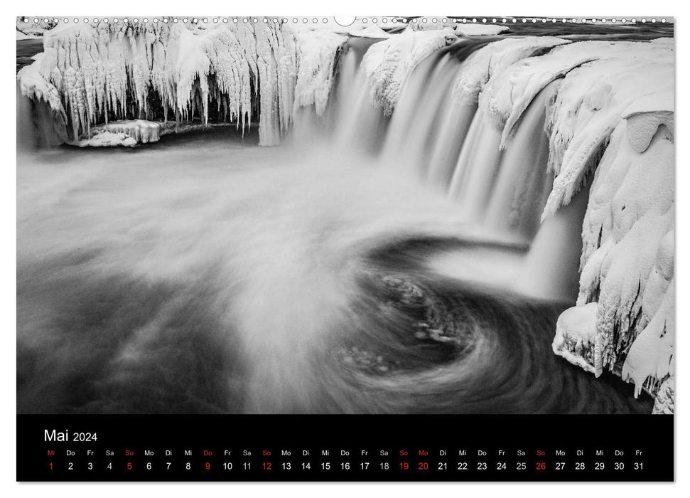 Iceland in black and white (CALVENDO wall calendar 2024) 