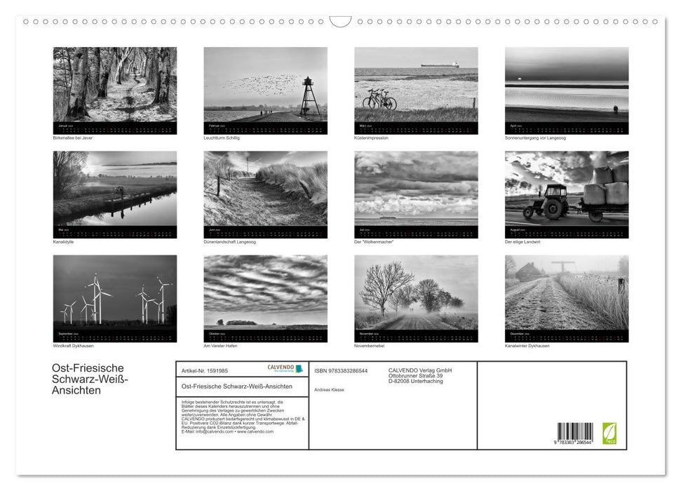 East Frisian black and white views (CALVENDO wall calendar 2024) 