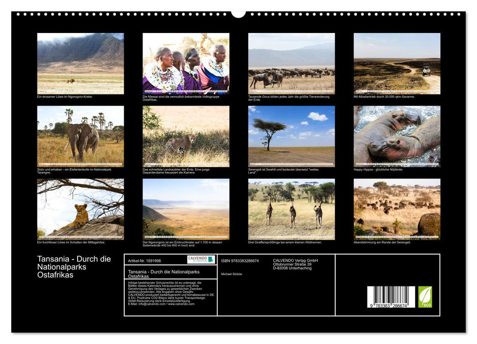 Tanzania - Through the national parks of East Africa (CALVENDO Premium Wall Calendar 2024) 