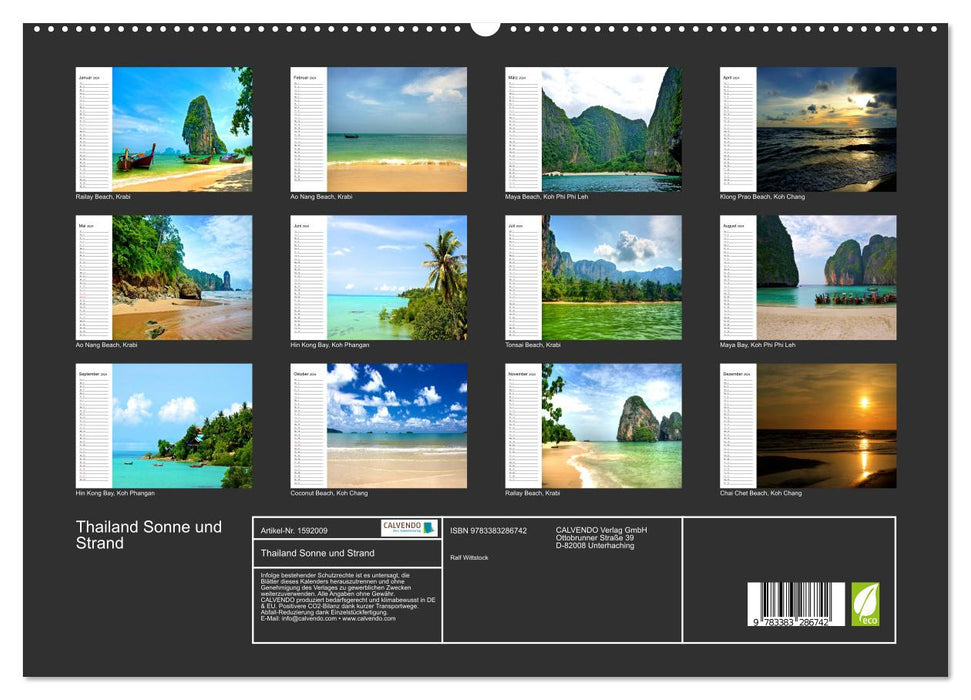 Thailand Sun and Beach (CALVENDO Premium Wall Calendar 2024) 