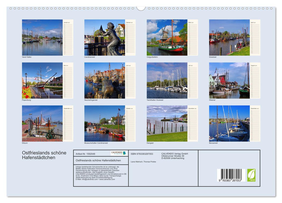 East Frisia's beautiful harbor towns (CALVENDO Premium Wall Calendar 2024) 