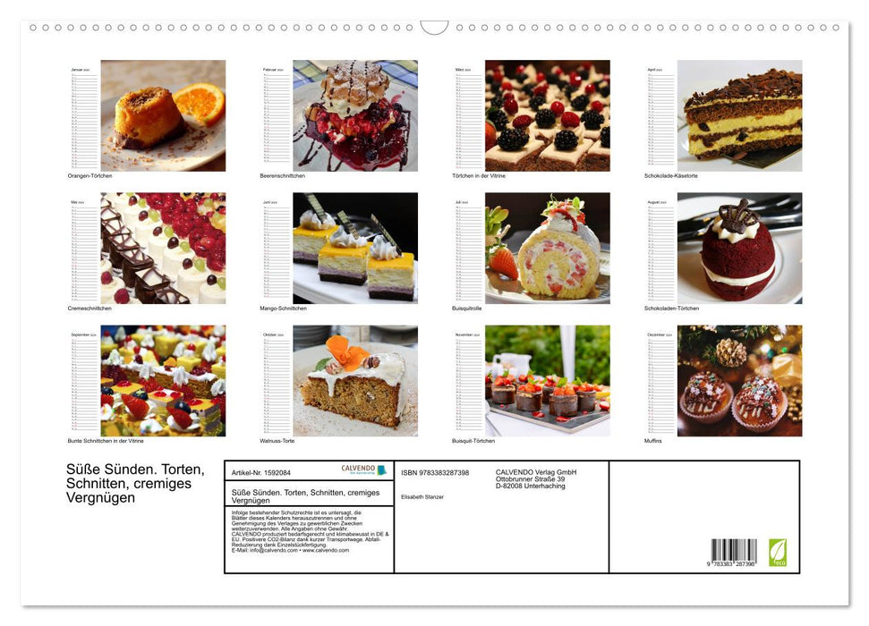 Sweet sins. Cakes, slices, creamy pleasure (CALVENDO wall calendar 2024) 