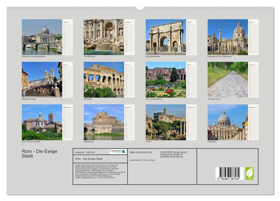 Rome - The Eternal City (CALVENDO Premium Wall Calendar 2024) 