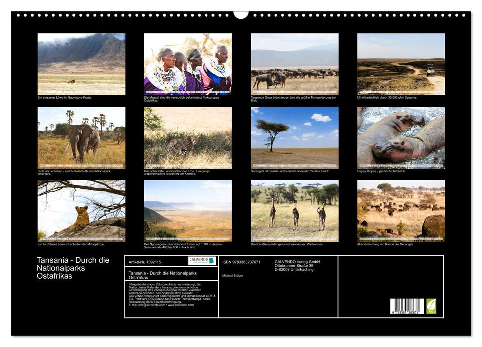 Tansania - Durch die Nationalparks Ostafrikas (CALVENDO Wandkalender 2024)