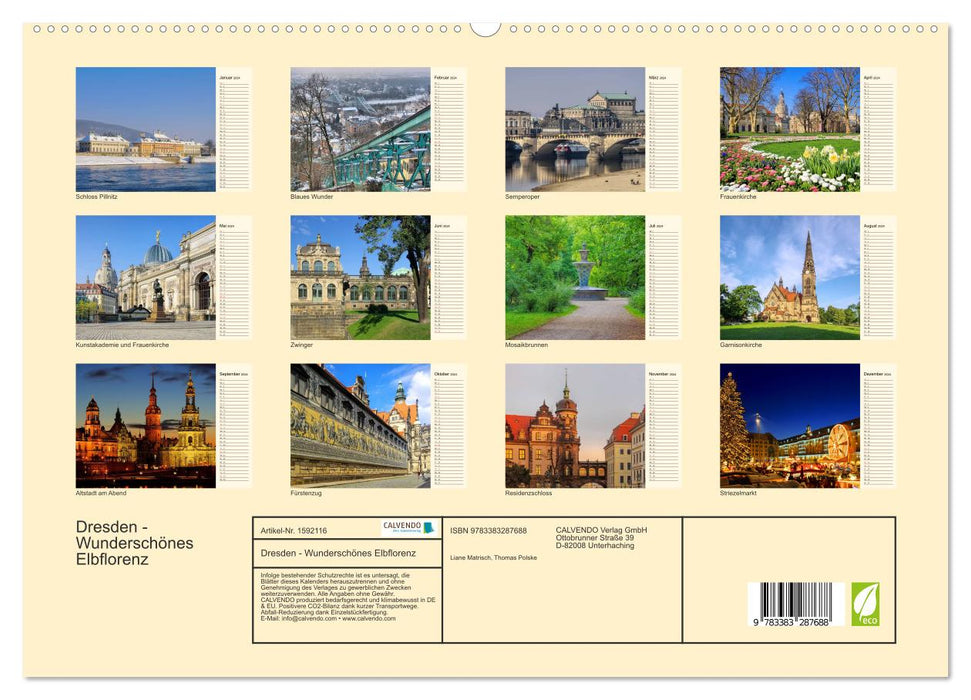 Dresden - Wunderschönes Elbflorenz (CALVENDO Premium Wandkalender 2024)