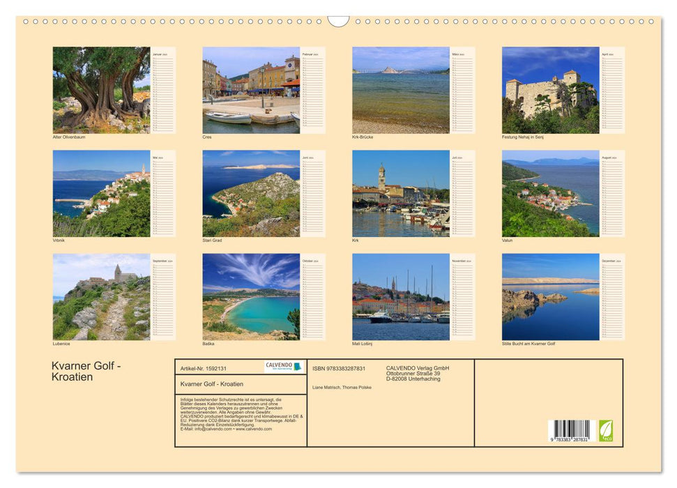 Kvarner Golf - Croatie (Calendrier mural CALVENDO 2024) 