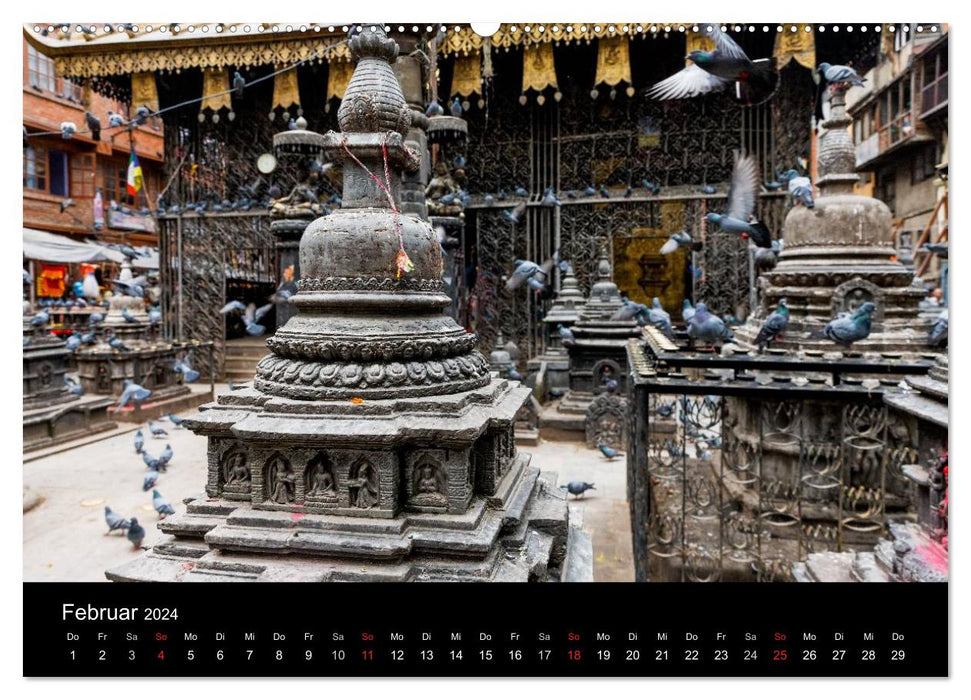 Népal-La vallée de Katmandou après le tremblement de terre (Calvendo Premium Wall Calendar 2024) 