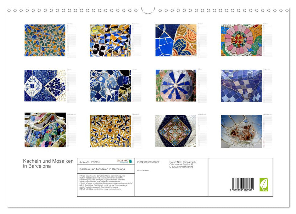 Tiles and mosaics in Barcelona (CALVENDO wall calendar 2024) 