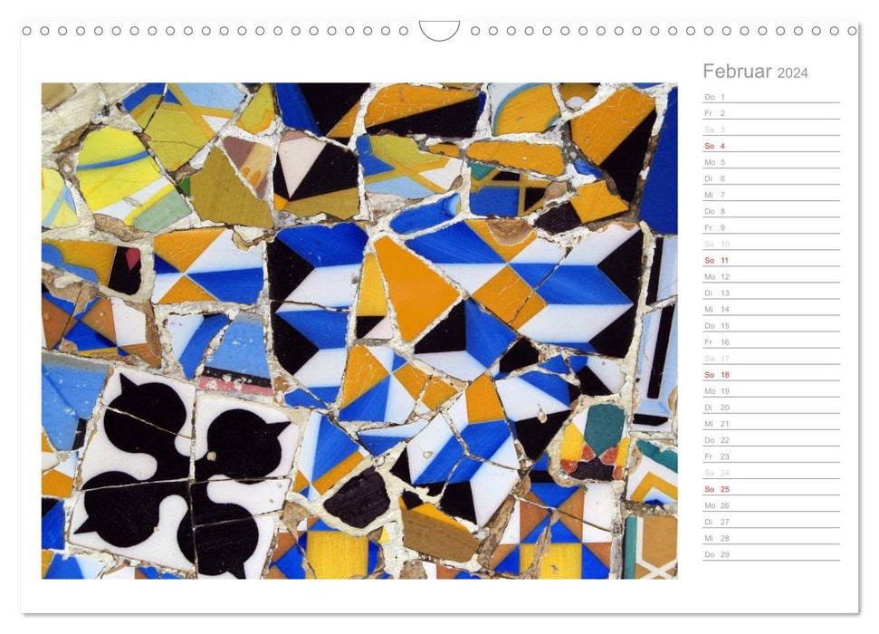 Tiles and mosaics in Barcelona (CALVENDO wall calendar 2024) 