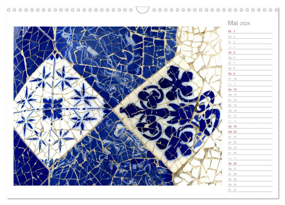 Kacheln und Mosaiken in Barcelona (CALVENDO Wandkalender 2024)