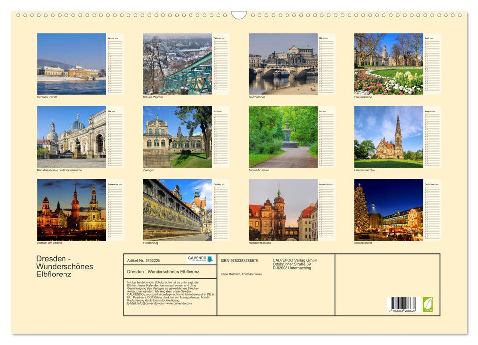 Dresden - Wunderschönes Elbflorenz (CALVENDO Wandkalender 2024)