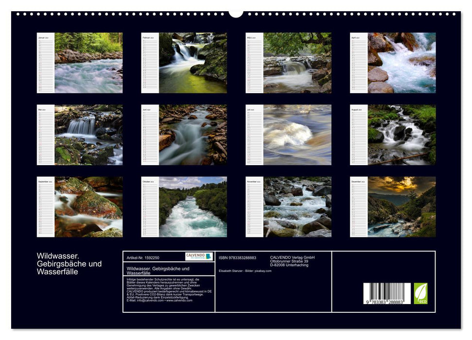 Wild Water. Mountain streams and waterfalls (CALVENDO Premium Wall Calendar 2024) 