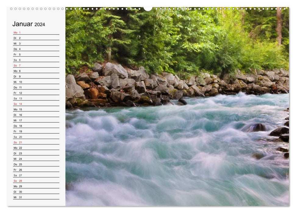 Wild Water. Mountain streams and waterfalls (CALVENDO Premium Wall Calendar 2024) 