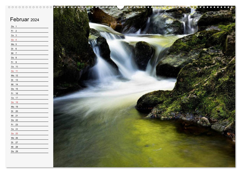 Wild Water. Mountain streams and waterfalls (CALVENDO Premium Wall Calendar 2024) 