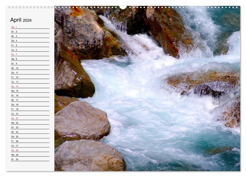 L'eau sauvage. Ruisseaux et cascades de montagne (Calendrier mural CALVENDO Premium 2024) 