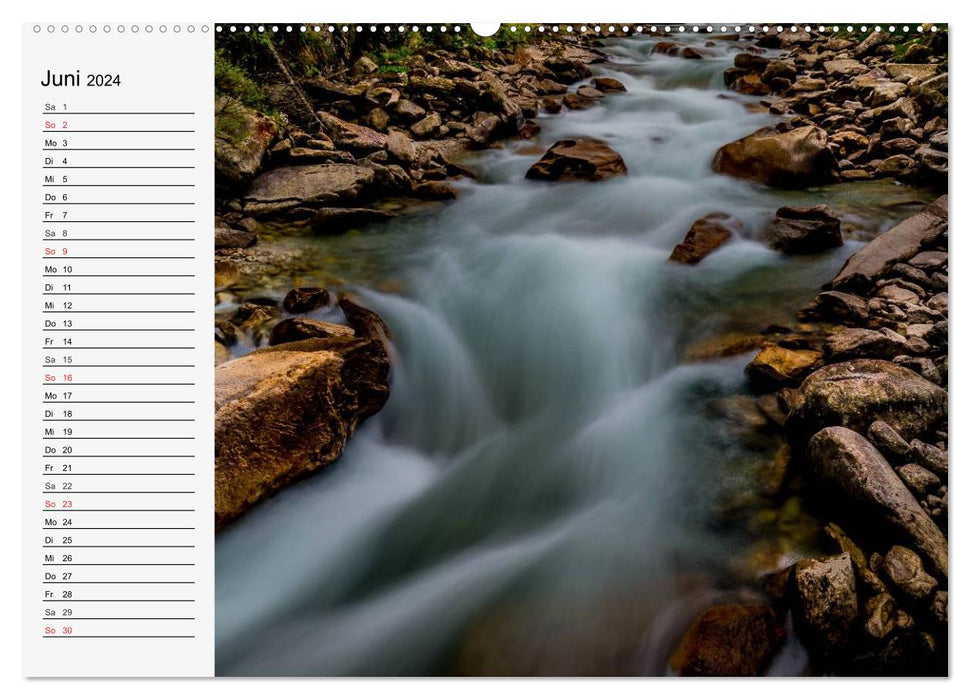 Wild Water. Mountain streams and waterfalls (CALVENDO Premium Wall Calendar 2024) 