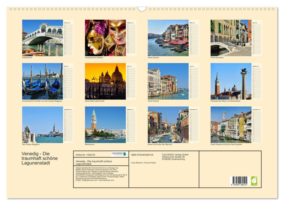 Venice - The wonderfully beautiful lagoon city (CALVENDO wall calendar 2024) 