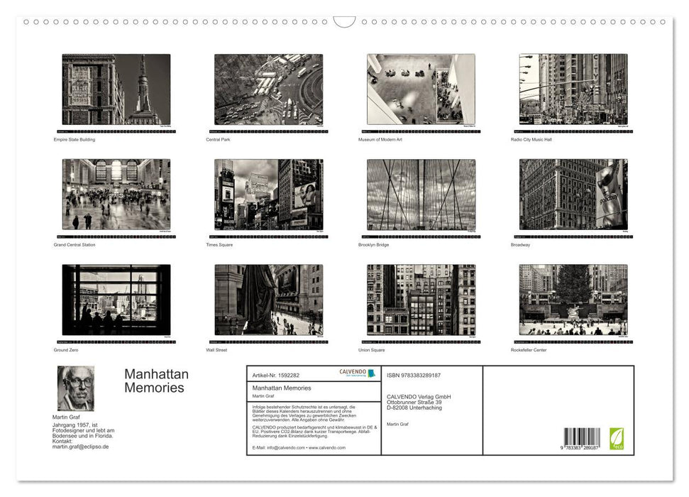 Manhattan Memories - Souvenirs de New York (Calendrier mural CALVENDO 2024) 