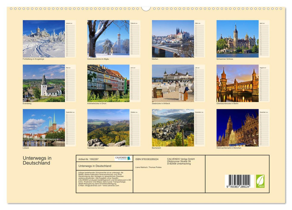 Unterwegs in Deutschland (CALVENDO Premium Wandkalender 2024)
