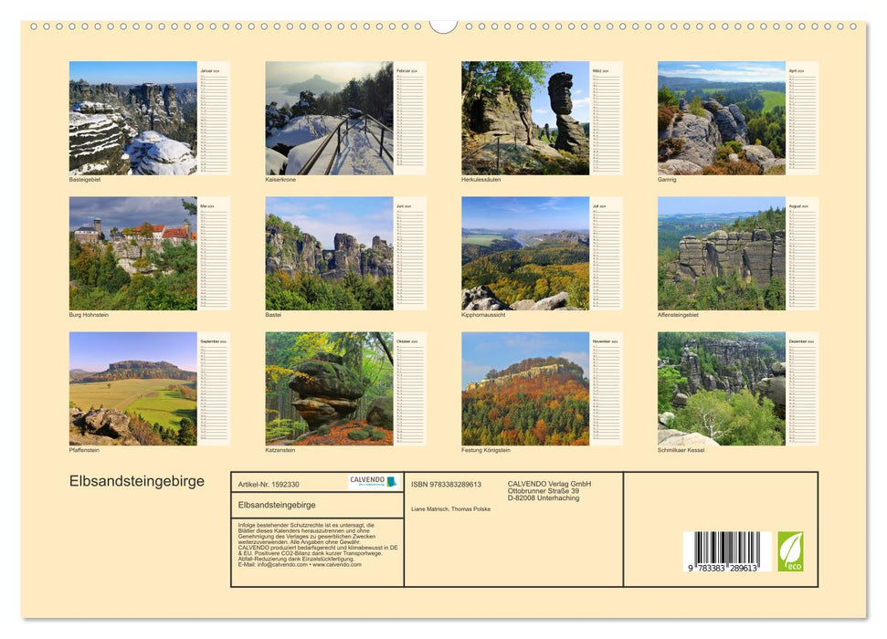 Elbsandsteingebirge (CALVENDO Premium Wandkalender 2024)